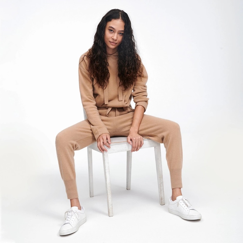 Naadam Cashmere Camel Hoodie Jogger Set L